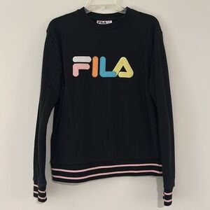 FILA black and pastel crewneck pullover sweatshirt size M
